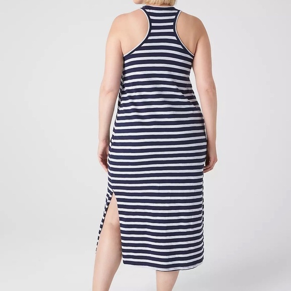 Lane Bryant racerback blue striped midi length cotton comfort casual dress 14/16 - Picture 2 of 10